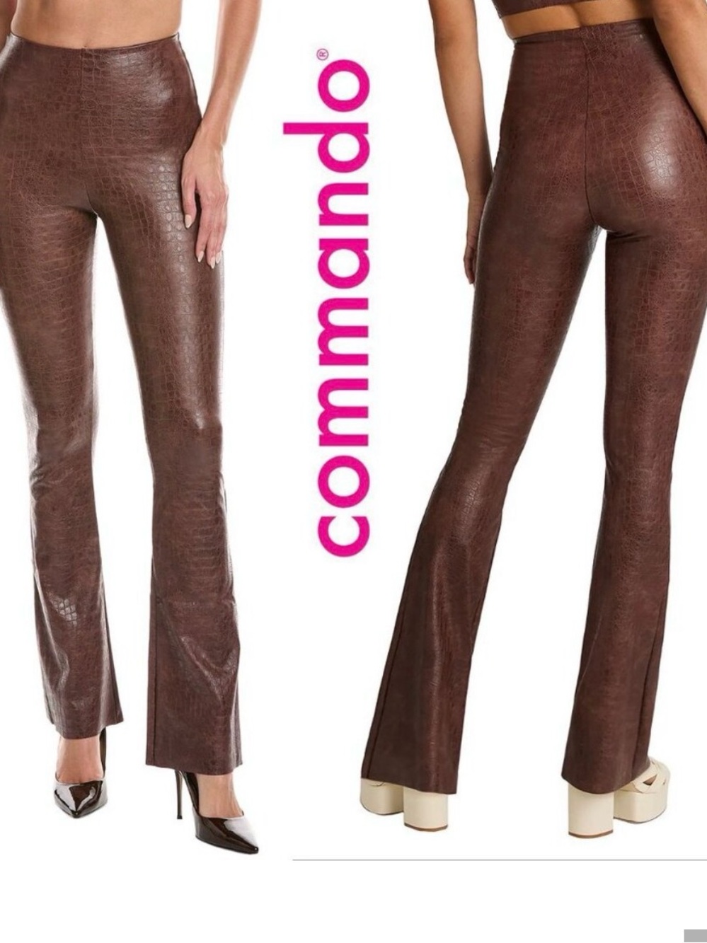 Commando Dark Brown Faux-Croc Flare Pants New with tags xs